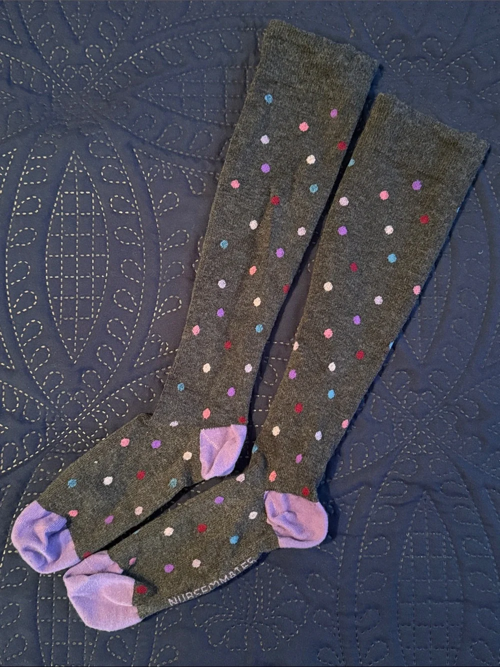 Nurse Mates Polka Dot Tall Compression Socks